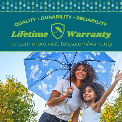 Totes Reverse Close Folding Inbrella with Auto Open Close and Compact - color: Black, size: 43" Canopy