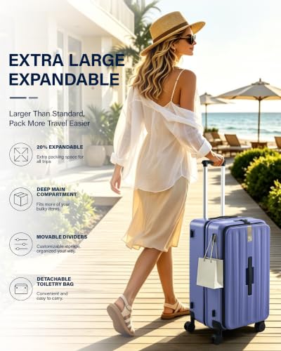 Hanke 20 Inch Top Opening Expandable PC Carry On Luggage with TSA Lock,50L - color: Deep Space Purple, size: 20 Inch