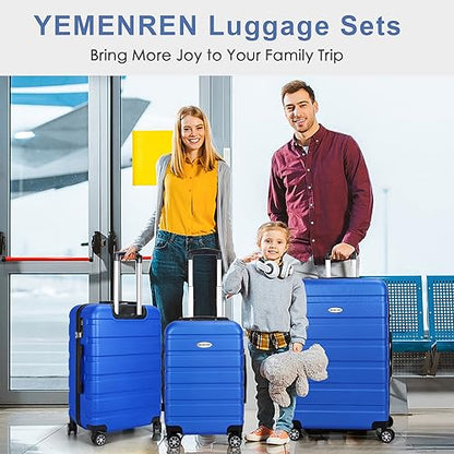 Luggage Sets Hardside Lightweight Suitcase with Spinner Wheels TSA Lock, 3-Piece Set (20/24/28) - color: Blue