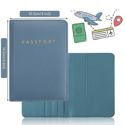 Frienda 2 Pcs Passport Holder Covers Waterproof Leather - color: Sky Blue and Royal Blue