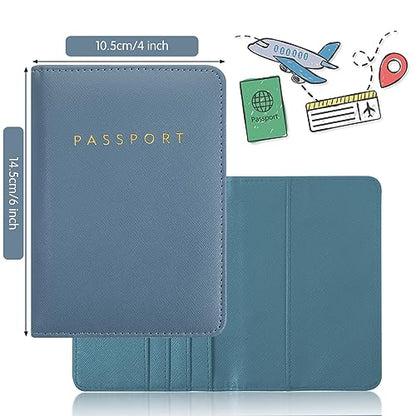 Frienda 2 Pcs Passport Holder Covers Waterproof Leather - color: Sky Blue and Royal Blue