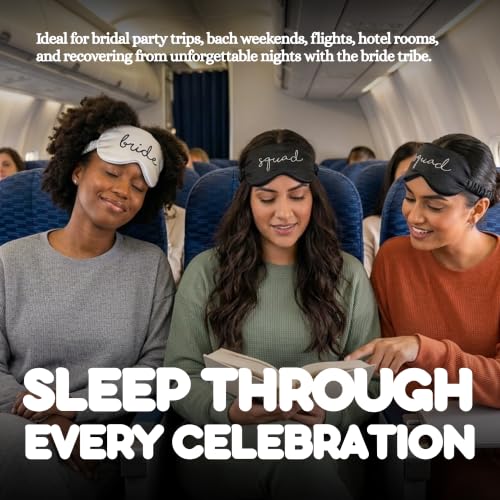 Satin Sleep Eye Mask - 12 Pack: Bride (White) & 11 Squad (Black) | Soft satin sleep mask with adjustable strap for travel, naps, meditation, flights & restful sleep anywhere - color: 12 Pack: Bride (White) & 11 Squad (Black)