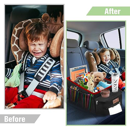 FUNNy elf Car Seat Organizer with 4 Cup Holders(Red) - color: Red