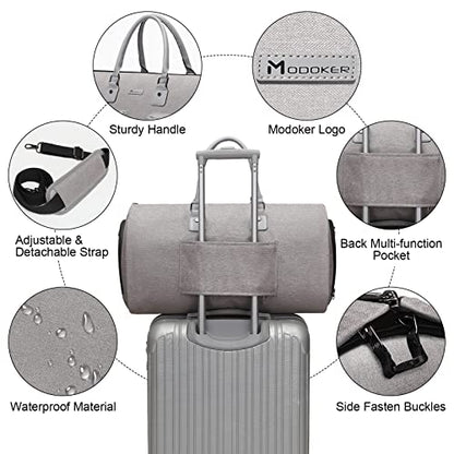 Garment Duffle Bags for Travel,Carry on Garment Bag with Shoe Compartment - color: Light Grey