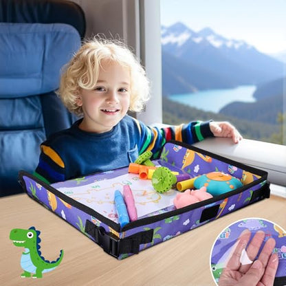 Kids Tray Table Cover, Airplane Tray Cover with Pockets - color: Blue