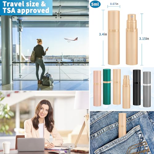 Travel Refillable Perfume Atomizer Bottle 5ml Leakproof Travel Perfume Refillable Bottle, Perfume Atomizer (Gold) - color: Gold