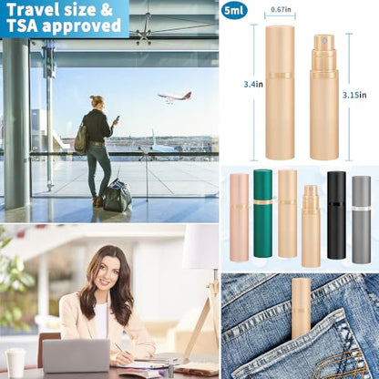 Travel Refillable Perfume Atomizer Bottle 5ml Leakproof Travel Perfume Refillable Bottle, Perfume Atomizer (Gold) - color: Gold