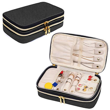 Teamoy Travel Jewelry Case Organizer Storage Box for Women, Black - color: Black