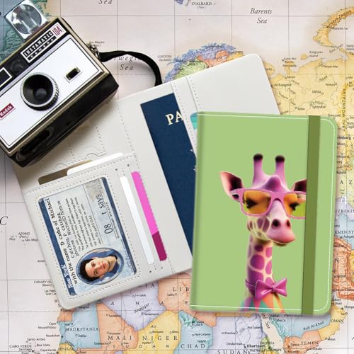 PU Leather Passport Holder Cover 5.9×4.3 Inch with Credit Card Slot and Boarding Pass Slot Combo Blocking Passport Holder Wallet Cover Case for Travel Boarding Essentials (Giraffe) - color: Giraffe