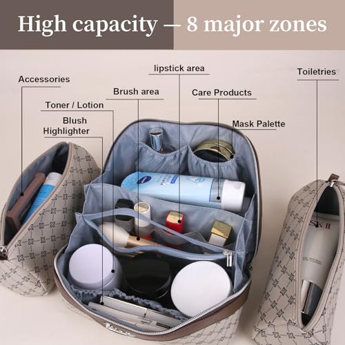 BOYATU Travel Makeup Bag Cosmetic Bags for Women: 3-Piece Makeup Bag Set - color: A-2-Khaki
