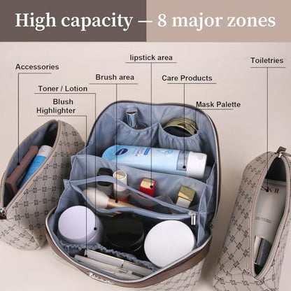 BOYATU Travel Makeup Bag Cosmetic Bags for Women: 3-Piece Makeup Bag Set - color: A-2-Khaki