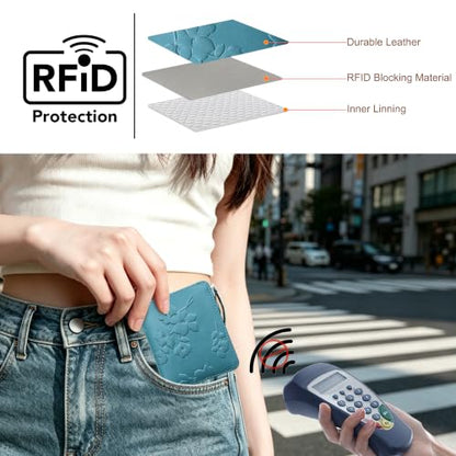 Small RFID Womens Wallet Travel Bifold Compact Slim thin Credit Card Holder - color: Dark Green
