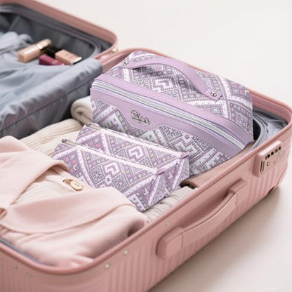 BOYATU Travel Makeup Bag Organizer: Boho Large Capacity Cosmetic Bag Sets - color: 16-Amethyst