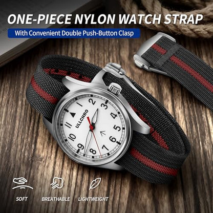 Nylon Watch Strap 20mm 22mm Nylon Watch Band Replacement Single Pass Strap Breathable Military Watch Bands for Men Soft Elastic Watch Straps - color: Black & Red, size: 22mm