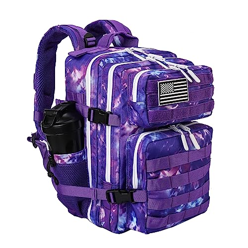 LHI Tactical Military Backpack for Men and Women 25L/35L Army Assault Pack Bag Small Rucksack with Bottle Holder - color: 25l-purple Camo, size: Small