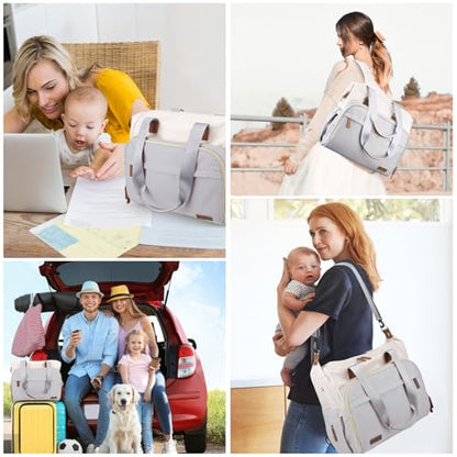 Diaper Bag Backpack Mommy Bag Large Capacity Diaper Backpack Travel Essential Baby Diaper Bag for Mom and Dad, Black (Blue & Creamy-White) - color: Blue & Creamy-white