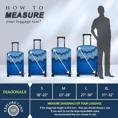 Explore Land Travel Luggage Cover Fits 31-32 inch Case (Blue Violets, XL) - color: Blue Violets, size: XL
