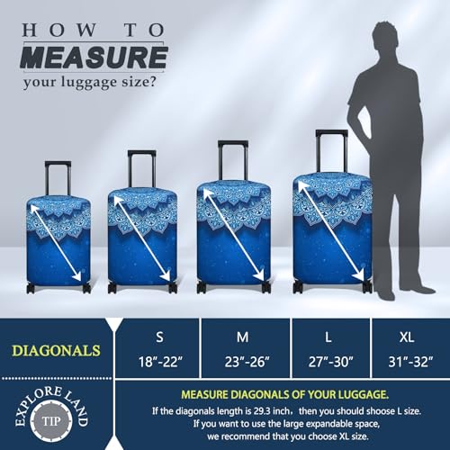 Explore Land Luggage Cover Fits 31-32 inch Case (Blue Violets, XL) - color: Blue Violets, size: XL