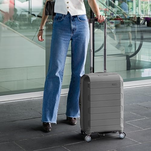 Traveler's Choice Pagosa Hardshell Expandable Luggage with Spinner Wheels, Gray, 22-Inch Carry-on - color: Gray, size: 22-Inch Carry-on
