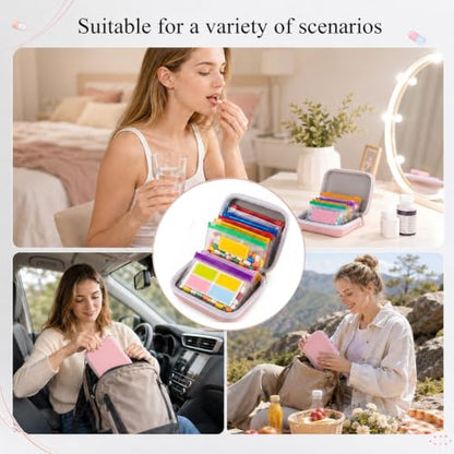 Waterproof Pill Pouch Organizer Pale Pink Travel Medicine Case