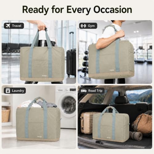 Foldable Travel Duffle Bag with Trolley Sleeve 40L Travel Bag - color: Grey