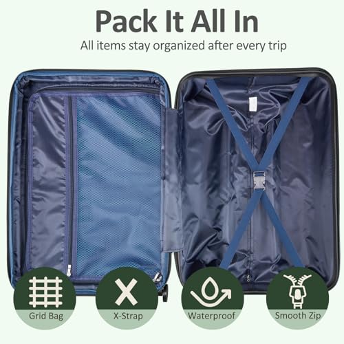 Luggage 2 Piece (20in/24in) Expandable Luggage with Spinner Wheels - color: Green Mint, size: 2 Set (20/24In)