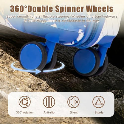 Hardshell Luggage Sets, Lightweight Stripes Suitcases with Spinner Wheels, Blue-PC - color: Blue-PC, size: 20/24/28 Inch
