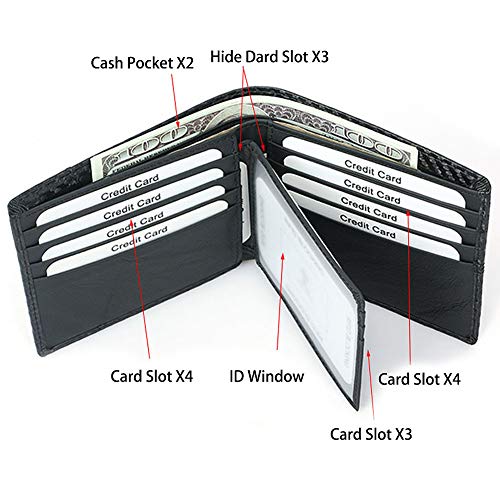 MINTEGRA RFID Blocking Card Wallet Minimalist Clutch Wallets Carbon Fiber Slim Card Holders with Cash Slot
