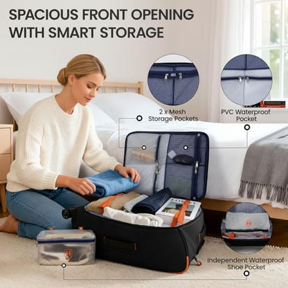 3-Piece Softside Upright Luggage Set,Waterproof Fabric - color: Black, size: 3-Piece Set (22"/26"/30'')