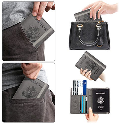 WALNEW Passport Holder for Travel, RFID Passport Wallet, Travel Essentials - color: A-Gray