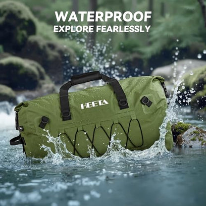 HEETA Waterproof Duffel Bag Travel Motorcycle Dry Bag Backpack 60L/80L/110L - color: Pitch Green, size: 110L