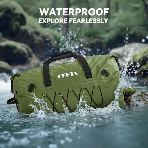HEETA Waterproof Duffel Bag Travel Motorcycle Dry Bag Backpack 60L/80L/110L - color: Pitch Green, size: 110L