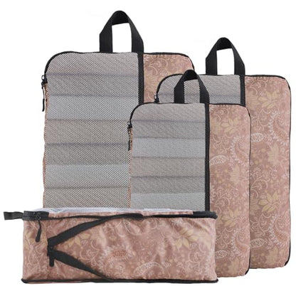 U+U 4 Set Compression Packing Cubes, Travel Organizers (Paisley Pattern) - color: Paisley Pattern, size: 4 Set