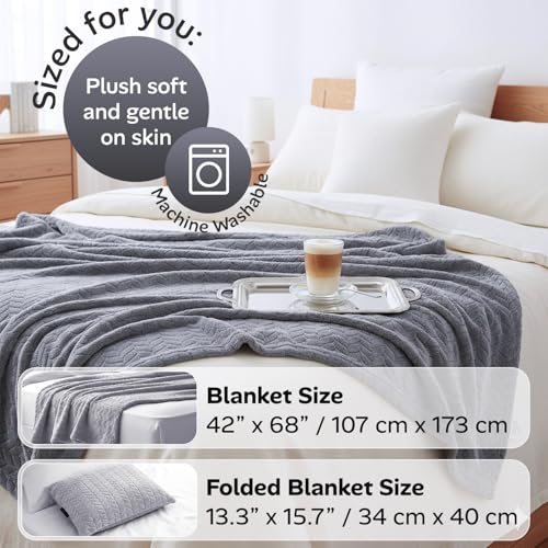 Proglobe Travel Blanket and Pillow Set, Soft Fleece Airplane Blanket, Grey - color: Grey