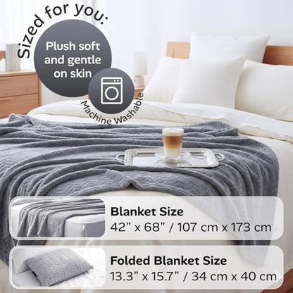 Proglobe Travel Blanket and Pillow Set, Soft Fleece Airplane Blanket, Grey - color: Grey