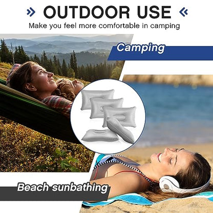 Maitys 5 Pcs Inflatable Camping Pillow,16.93 X 10.63 Inches,Gray - color: Gray, size: 16.93 x 10.63 Inches