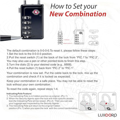 TSA Approved Luggage Lock with Alert Indicator, 4-Digit Resettable Combination, Durable Zinc Alloy Travel Lock for Suitcase, Backpack, Toolbox, Locker, All-Purpose, keyless – Black (2 Pack) - color: Black 2 Pack
