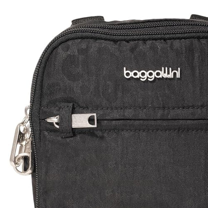 Baggallini Securtex® Anti-theft Mini Everything Crossbody Bag, 6.3"x8.25" Rfid, Locking Zippers & Cut-resistant Strap - color: Black Cheetah Emboss