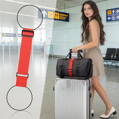 Mayski 4 Pack Adjustable Elastic Luggage Connector Straps for Suitcases - color: Red