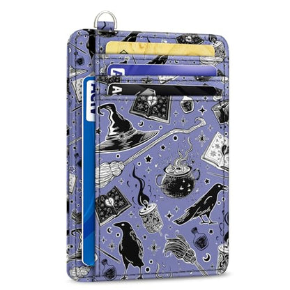 Yonlevres Goth Credit Card Holder Slim RFID Wallet Women Small Travel Funny - color: Magic Goth