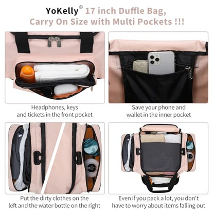 Small Gym Duffle Bag, 17 inch, Pink - color: Pink, size: 17 inch
