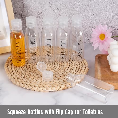 Travel Bottles for Toiletries 6 PCS 3.4oz Plastic Bottles Clear - color: Clear
