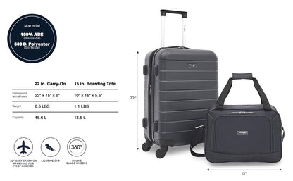 Wrangler Smart Spinner Hardside Luggage, 2 Piece Set, Dark Shadow - color: Dark Shadow, size: 2 Piece Set