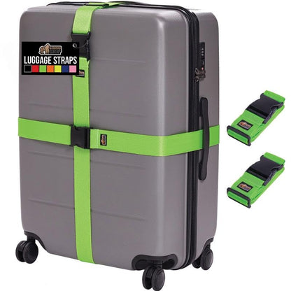 GORILLA GRIP Heavy Duty Luggage Straps for Suitcase, 2 Pack Green - color: Green