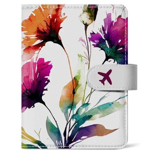 Passport Holder for Travel, RFID Blocking Wallet with Magnetic Closure - color: Z.B-Floral