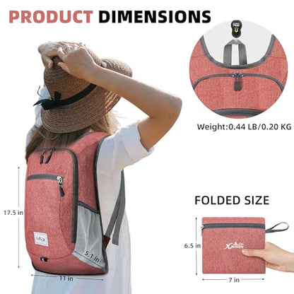 Xgunion Hiking Backpack 10L Lightweight Foldable Daypack (Red) - color: Red