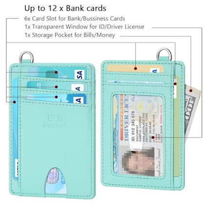 FurArt Slim Minimalist Wallet RFID Credit Card Holder for Men - color: Lake Blue