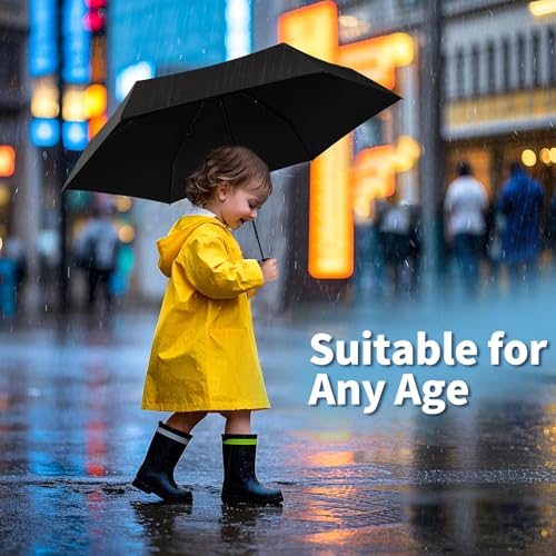 Yoobure Mini Travel Umbrella with Case, Compact Folding Umbrella - color: Black