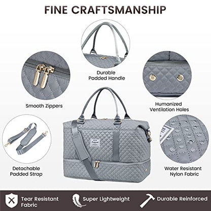 LOVEVOOK Travel Duffle Bag,Weekender Bags for Women with Shoe Compartment - color: Grey-c, size: Large-2 Pcs