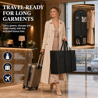 60" Dress Garment Bag with Clear Window, Long Gown Cover for Travel - size: V-G-60in-1P-1